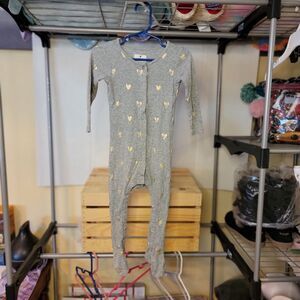 J. Crew Baby Body Suit Jumper Grey w/ Gold Hearts - Size 12-18 mo